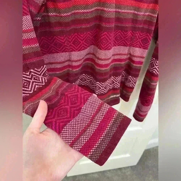 Eddie Bauer colorful‎ tribal striped fleece like pullover quarterzip sweatshirt - Picture 6 of 9